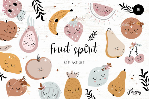 Cute Fruit Clipart Graphic Illustrations By huxmay
