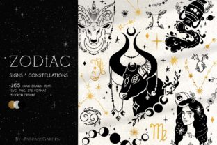 Zodiac Constellations & Sings Graphic Illustrations By MySpaceGarden 1