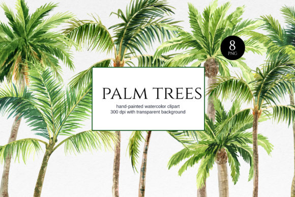 Watercolor Palm Trees Clipart Graphic Illustrations By Elena Dorosh Art