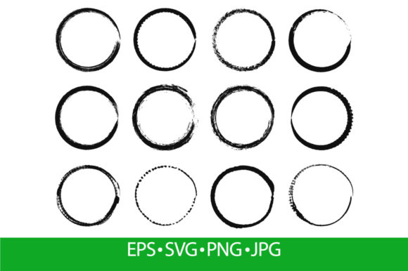 Grunge Circle Frames. Black Ink Brushes Graphic Crafts By frogella.stock