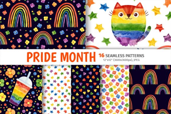LGBT Pride Month Seamless Patterns Afbeelding Papieren Patronen Door ValinMalin