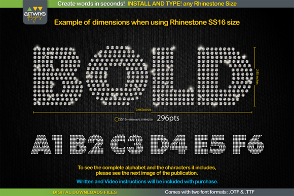 RS04 Modern DIY RHINESTONE TTF Template Fuentes Sans Serif Fuente Por ArtWorks Designs