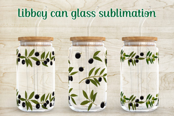 Olive Branch Libbey Can Glass Design Gráfico Artesanato Por Svetlanakrasdesign
