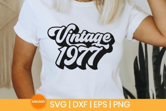 Vintage 1977, 70’s Baby Birthday Svg Gráfico Modelos de Impressão Por Maumo Designs