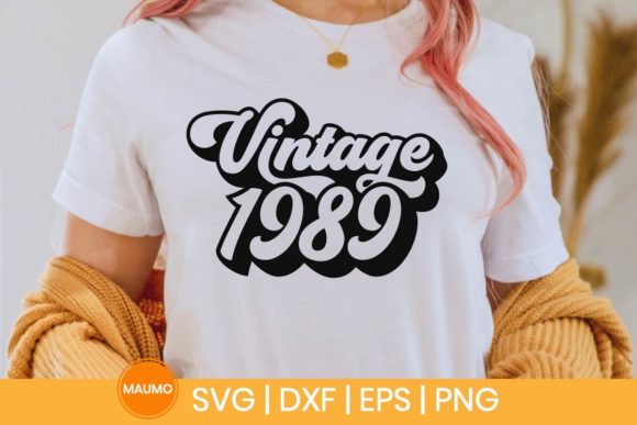 Vintage 1989, 80’s Baby Birthday Svg Gráfico Modelos de Impressão Por Maumo Designs
