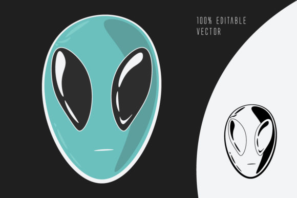 Classic Alien Head Graphic Illustrations By Twisted By Art