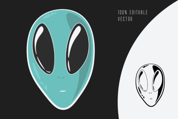 Classic Alien Head Graphic Illustrations By Twisted By Art