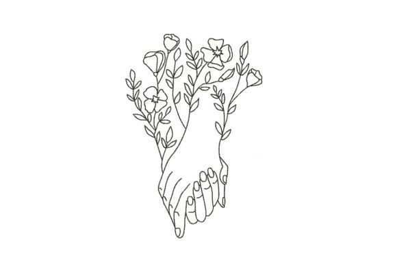 Hands with Flowers Wedding Flowers Embroidery Design By GromDesign