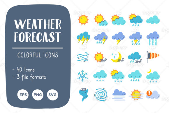 COLORFUL WEATHER ICONS Graphic Icons By insemar