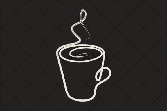 Coffee Cup in Hand Drawn Continuous Styl Graphic Illustrations By chipus