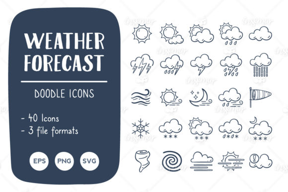 DOODLE WEATHER ICONS Graphic Icons By insemar