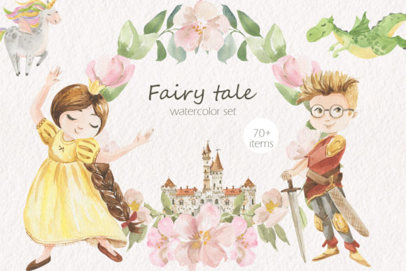 Fairy Tale Watercolor Set Graphic Illustrations By laffresco04