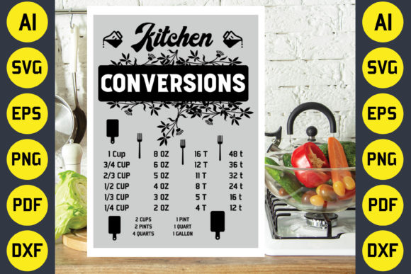 Kitchen Conversion Chart SVG Design Graphic Crafts By Creative T-Shirts