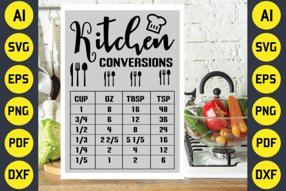 Kitchen Conversions Chart SVG Design Graphic Crafts By Creative T-Shirts