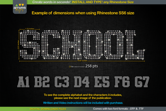 RS02 Atletico TTF RHINESTONE Template Slab Serif Fonts Font Door ArtWorks Designs