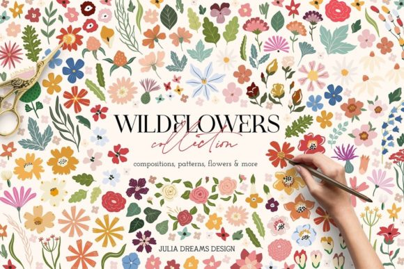 Wildflowers Collection Gráfico Ilustraciones Imprimibles Por Julia Dreams