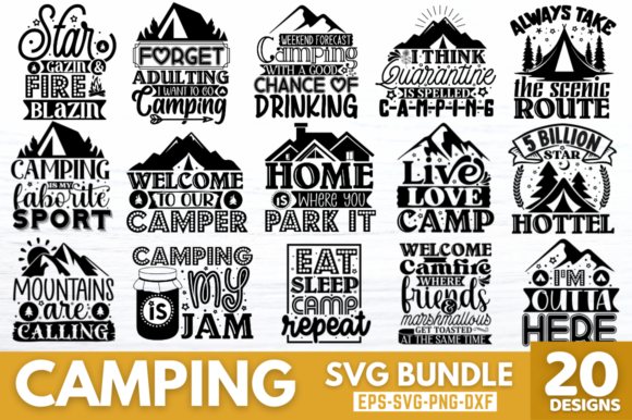 Camping SVG Bundle, Camp Life SVG Bundle Gráfico Manualidades Por Design's Dark