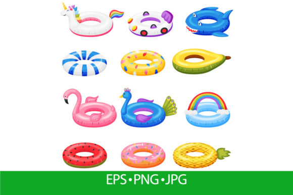 Cartoon Rubber Inflatable Toys Gráfico Ilustrações para Impressão Por frogella.stock