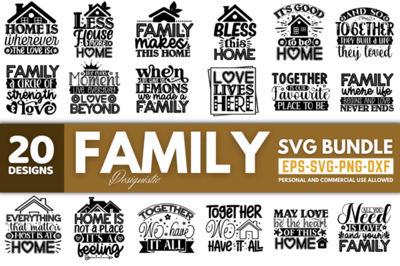 Family SVG Bundle Bundle, Family Quotes Graphic Crafts By Design's Dark