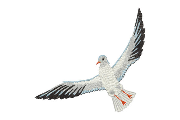 Sea Gull Bird in Flight Pájaros Diseño de Bordado Por EmbArt