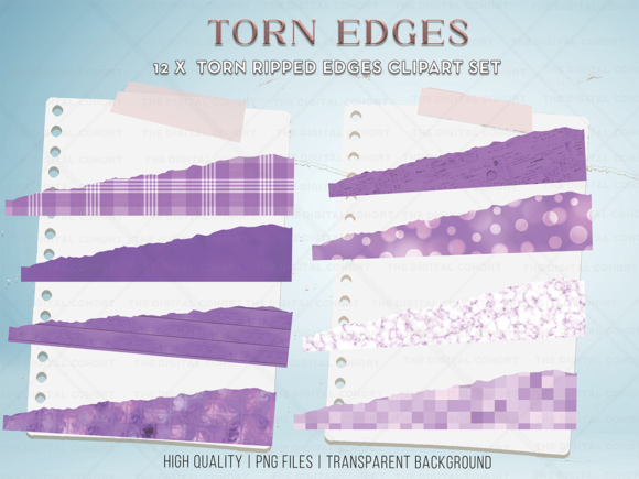 Torn Paper Clipart| Ripped Edges PNG Gráfico Texturas de Papel Por The Digital Cohort