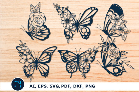 Paper Cut Butterfly Flowers SVG Bundle Graphic 3D Flowers By NGISED