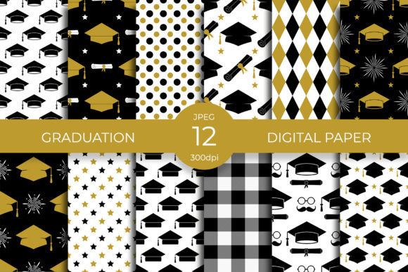 Graduation Digital Paper Bundle Graphic Patterns By LaBelezoka