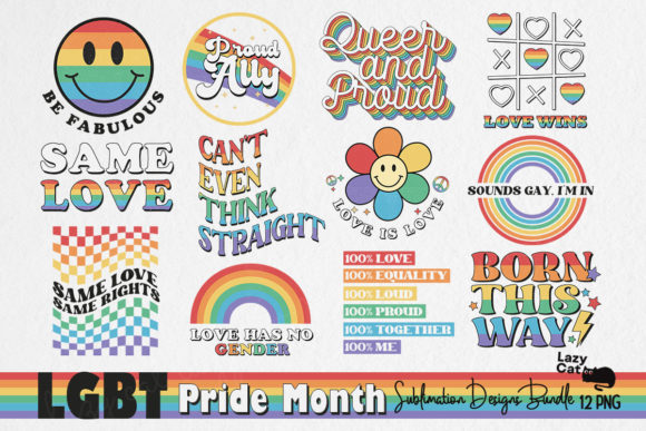 LGBT Pride Month Sublimation Bundle Illustration Artisanat Par Lazy Cat