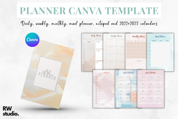 Planner Calendar Notepad Canva Template Illustration Modèles Graphiques Par TY Wu