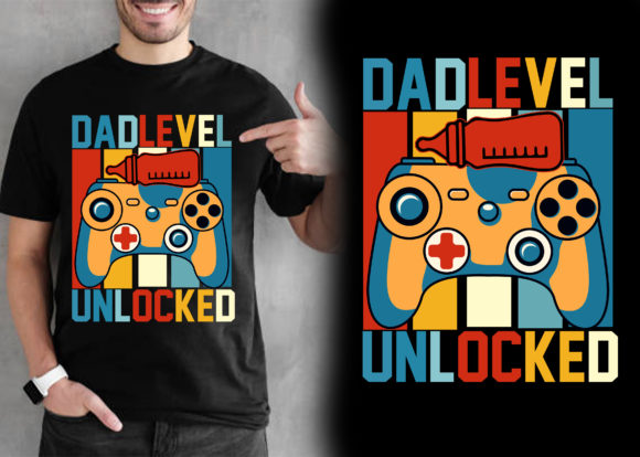 Dad Level Unlocked, Father's Day T-shirt Graphic T-shirt Designs By syedafatematujjuhura