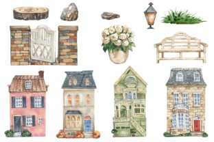 Watercolor Autumn Houses Clipart Graphic Illustrations By JulaZnamCreative 2