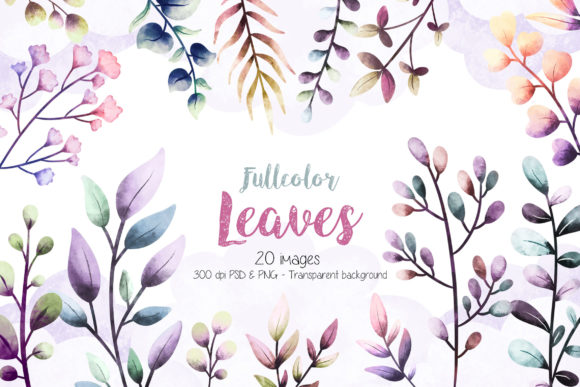 Watercolor Colorful Leaves Graphic Illustrations By Stellaart