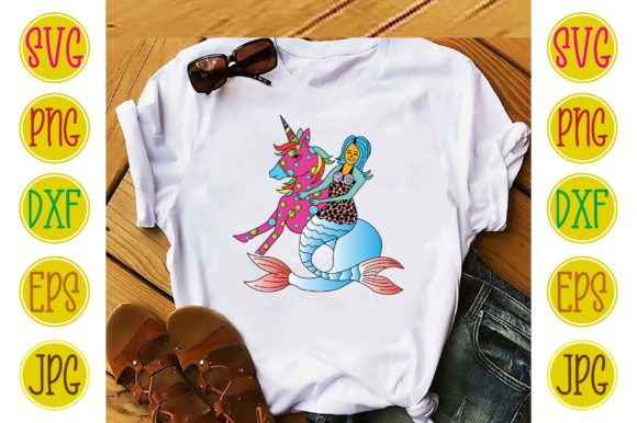 Unicorn Marmaid Sublimation Gráfico Designs de Camisetas Por Sublimation_Bundle