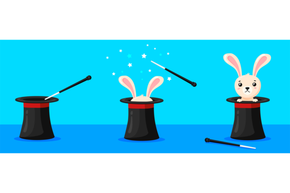Rabbit Magician Hat Graphic Illustrations By smartstartstocker