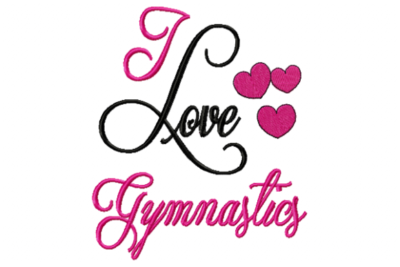 I Love Gymnastics Sports Embroidery Design By Reading Pillows Designs