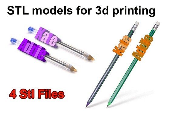 Pen/Pencil Names Toppers Graphic 3D Print STL By NatalliaDigitalStudio