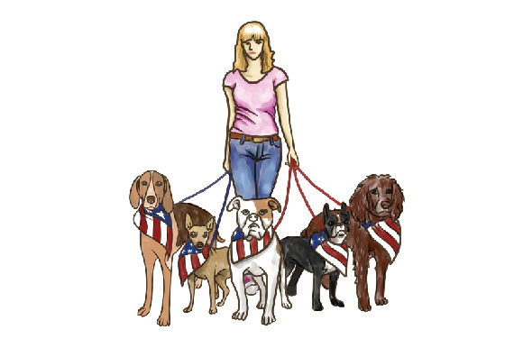 Woman with 5 Patriotic Dogs in a Lead Watercolor Independence Day Craft Cut File By Creative Fabrica Crafts