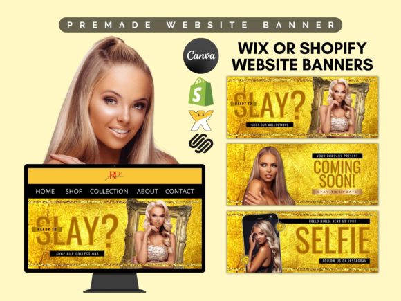 Gold Beauty Premade Website Banner DIY Graphic Websites By graphicriverart