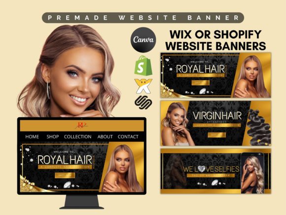 Royal Hair Golden Website Banner Canva Graphic Websites By graphicriverart