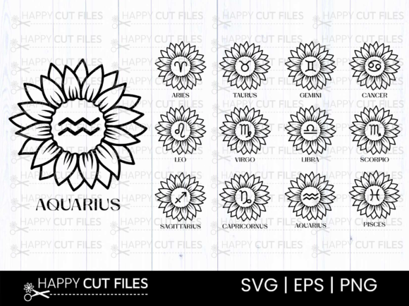 Sunflower Zodiac Signs Svg Astrology Png Graphic Crafts By happycutfiles