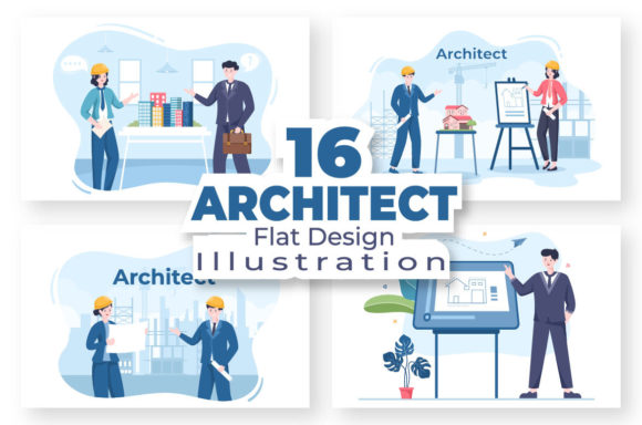 16 Architect or Engineer Illustration Grafika Ilustracje do Druku Przez denayunecf