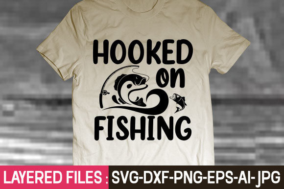 Hooked on Fishing Svg Gráfico Modelos de Impressão Por GatewayDesign