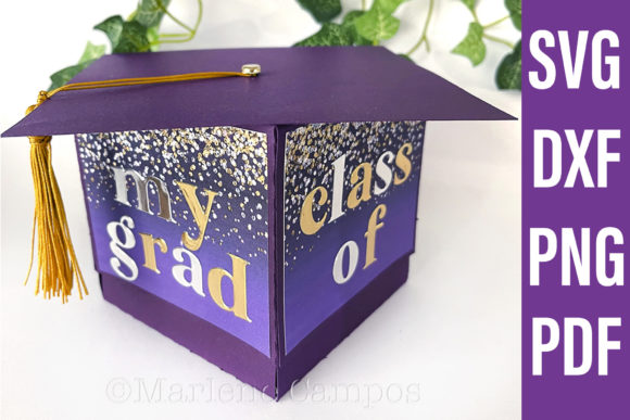 SVG Graduation Cap Gift Box, Purple Graphic Crafts By paperart.bymc