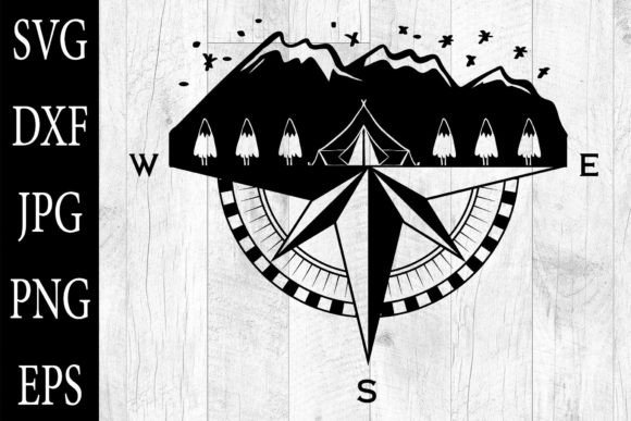Camping in the Mountain and Half Compass Graphic Crafts By Aleksa Popovic