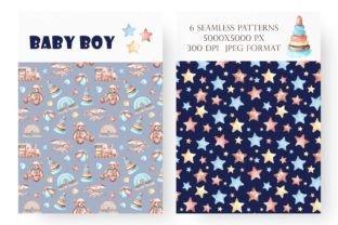 Children Seamless Digital Paper Baby Boy Graphic Patterns By sabina.zhukovets 3