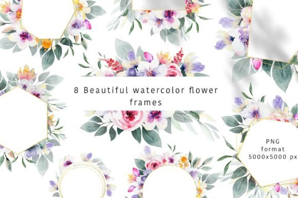Watercolor Floral, Leaves and Flowers Fr Graphic Objects By Vera Vero