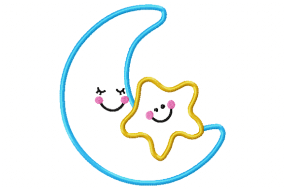 Moon and Star Bed & Bath Embroidery Design By Reading Pillows Designs