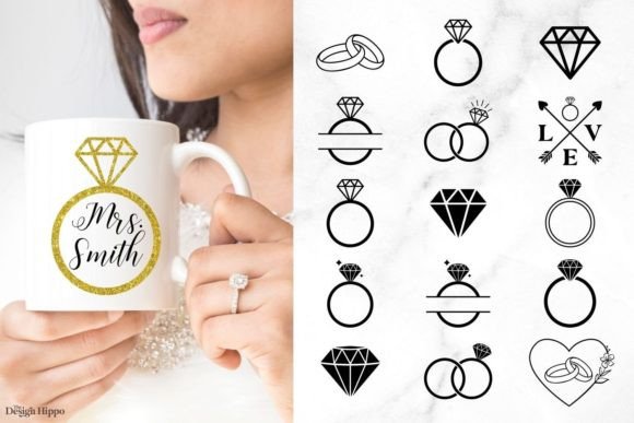 Wedding Ring SVG | Diamond Ring Bundle Gráfico Artesanato Por thedesignhippo