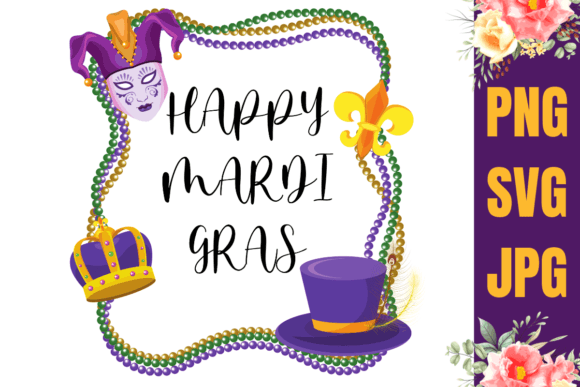 Mardi Gras Sublimation PNG Design Graphic Print Templates By Tropical art hub