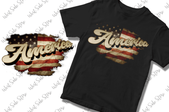 Vintage USA Flag 4th of July Sublimation Graphic T-shirt Designs By TheDigitalDeli
